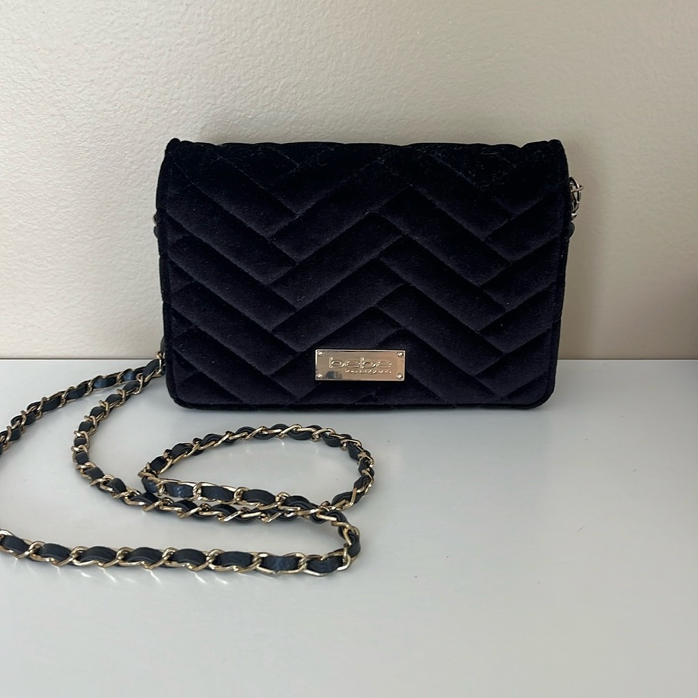 Bebe Black Velvet Handbag
